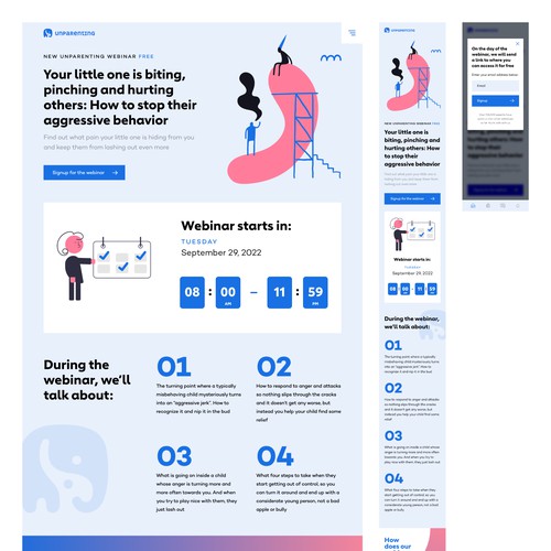 Landing page for a webinar