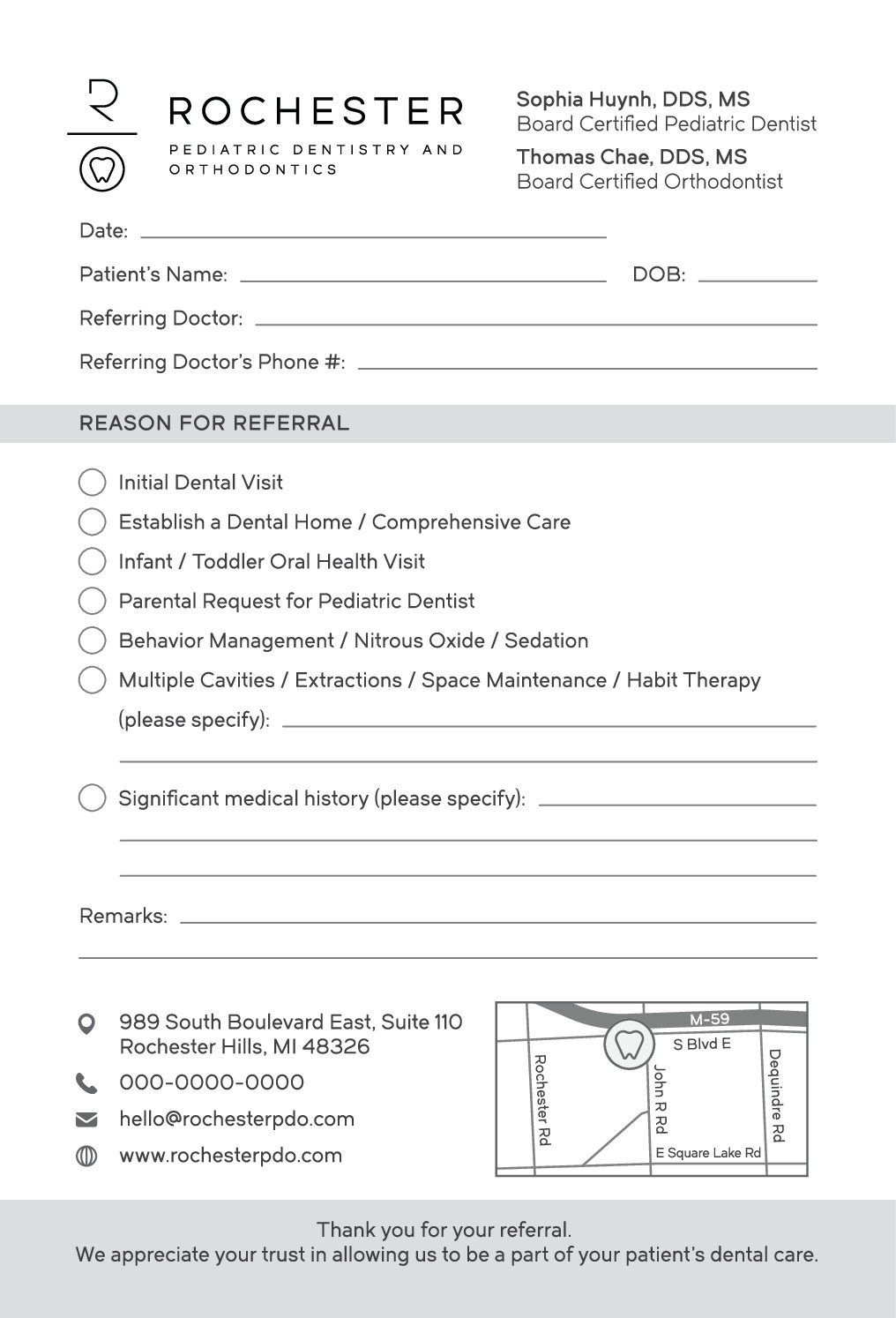 RPDO business card and referral pad design