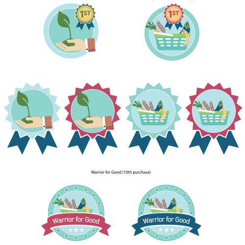 Gamification badges for shopping loyalty program.
