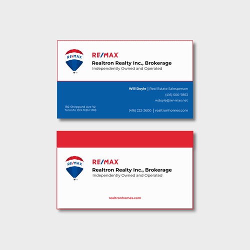 Cleand business card design for RE/MAX Realtron Realty Inc. Brokerage