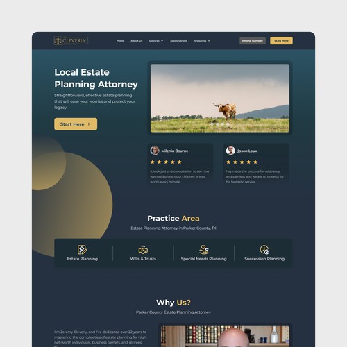 Landing page Cleverly - Estate Planning Law Firm