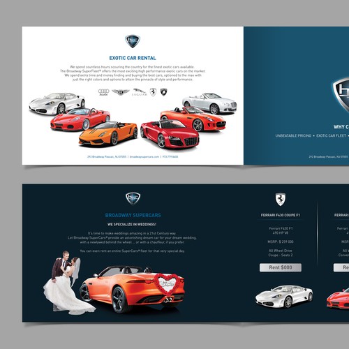 Cutting Edge Leaflet to promote Exotic Cars for Weddings