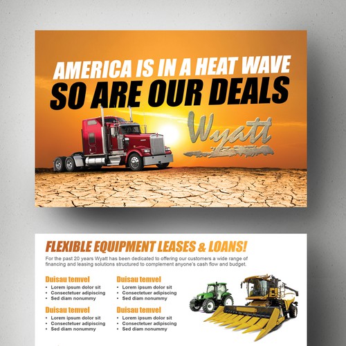 Create an attention grabbing and polished mailer for Wyatt Leasing LLC