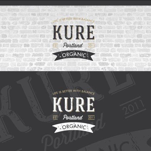Create an Iconic Americana logo for KURE Juice. Please do not use our current logo!