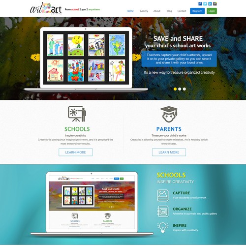 Create a Landing page for an Art Gallery service for Children