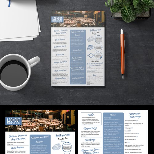 Menu card for "Lookout menu restaurant"