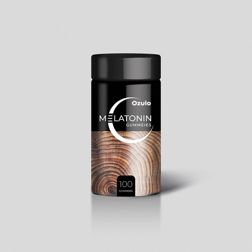 Modern Wood Grain Pattern Supplement Bottle or Canister Packaging