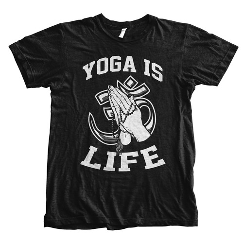 Complete my design for a yoga t-shirt logo by adding your creative touch