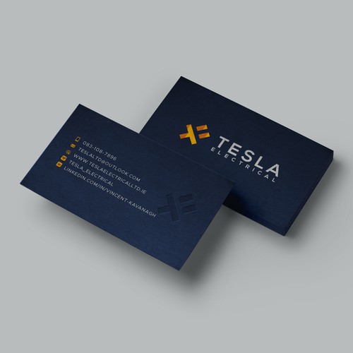 Dark-Blue Business Cards for Tesla Electrial