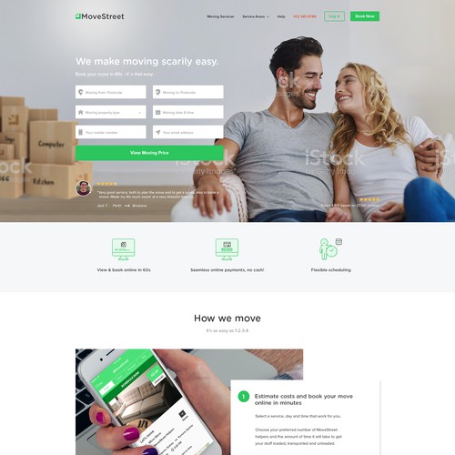 Homepage design for Australia based house moving service start up company