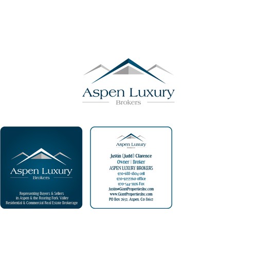 logo and business card for ASPEN LUXURY BROKERS