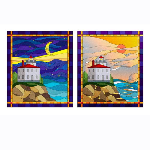 Lighthouse Stained Glass Window Designs