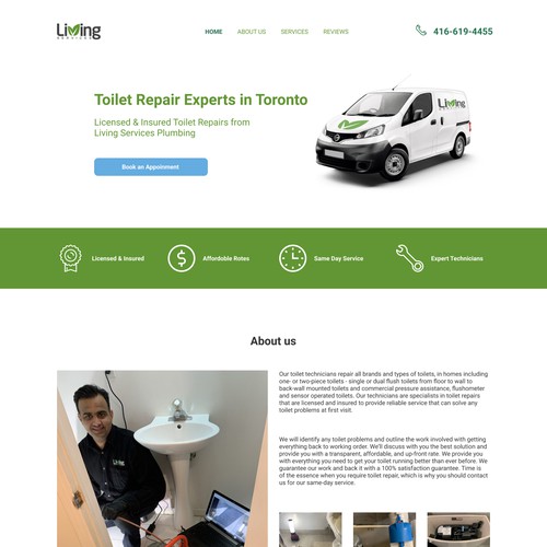 Landing page for urban plumbing company