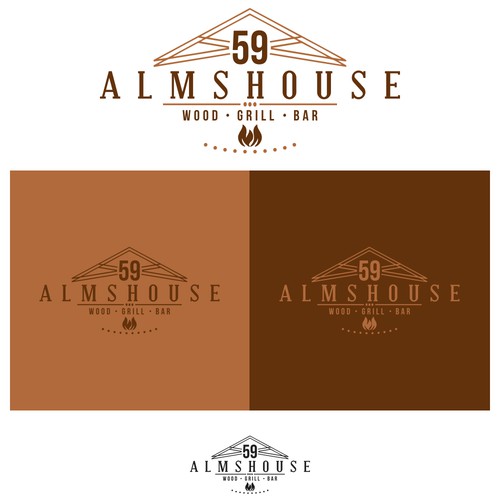 Create a unique and refined restaurant logo for 59 Almshouse