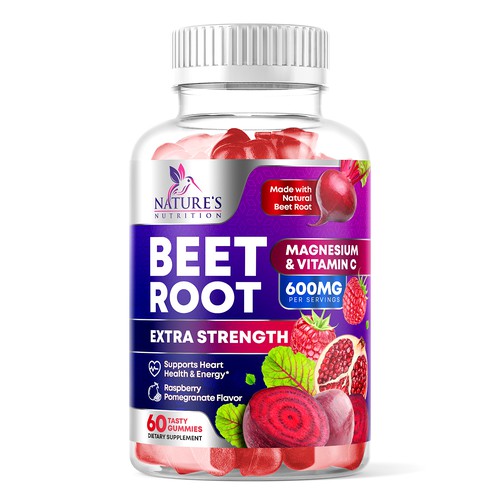 Tasty Beet Root Gummies Label Design