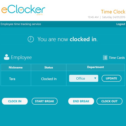 1 Page Simple Web Design for eClocker - Employee Time Tracking Service