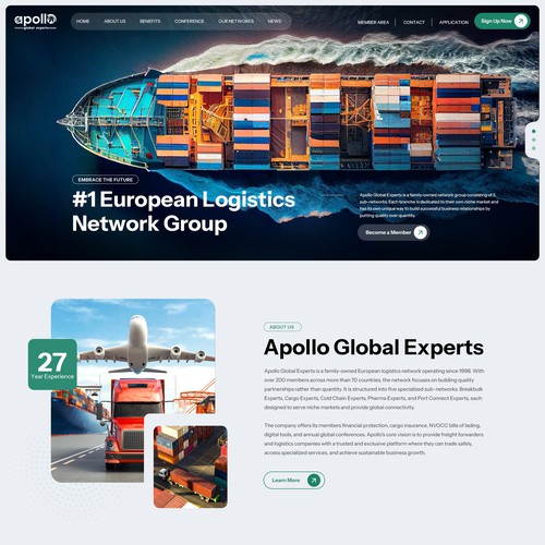 Homepage design for a logistics network