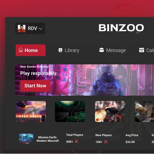 BINZOO gaming dashboard