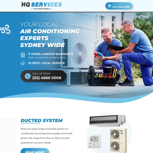 Air conditioning landing page to attract customers