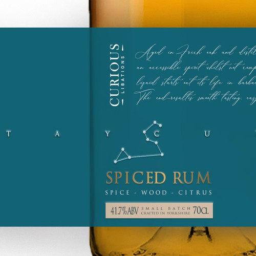 curious spiced rum label design