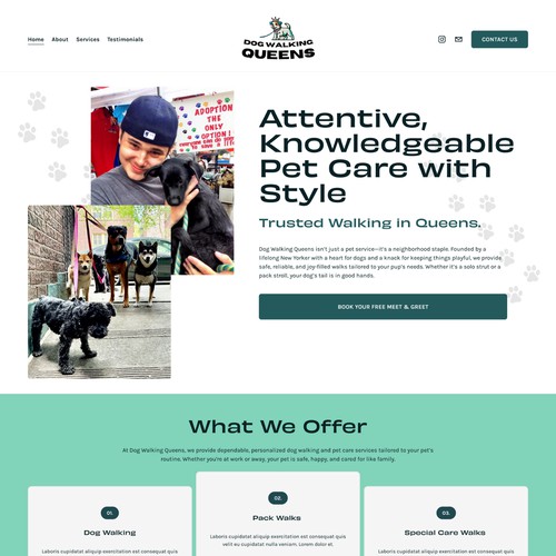 Dog Walking Queens Online Scheduling Design