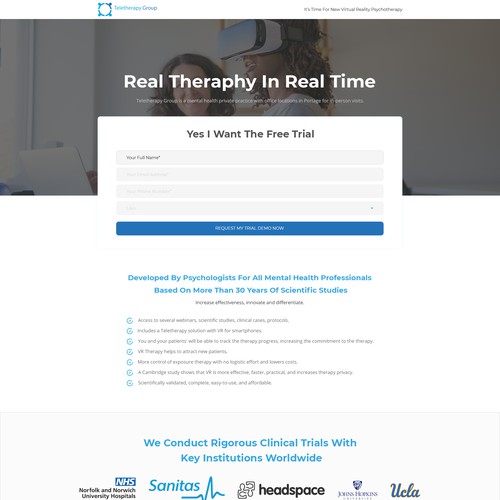 Marketing page for new type of therapy