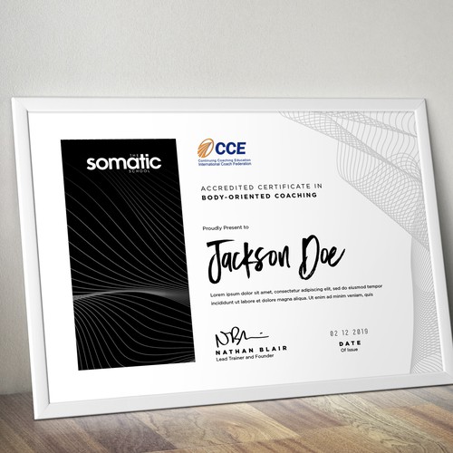 simple certificate design for somatic school