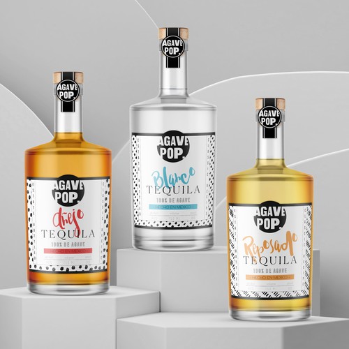 Modern & trendy label design for Agave Pop tequila brand
