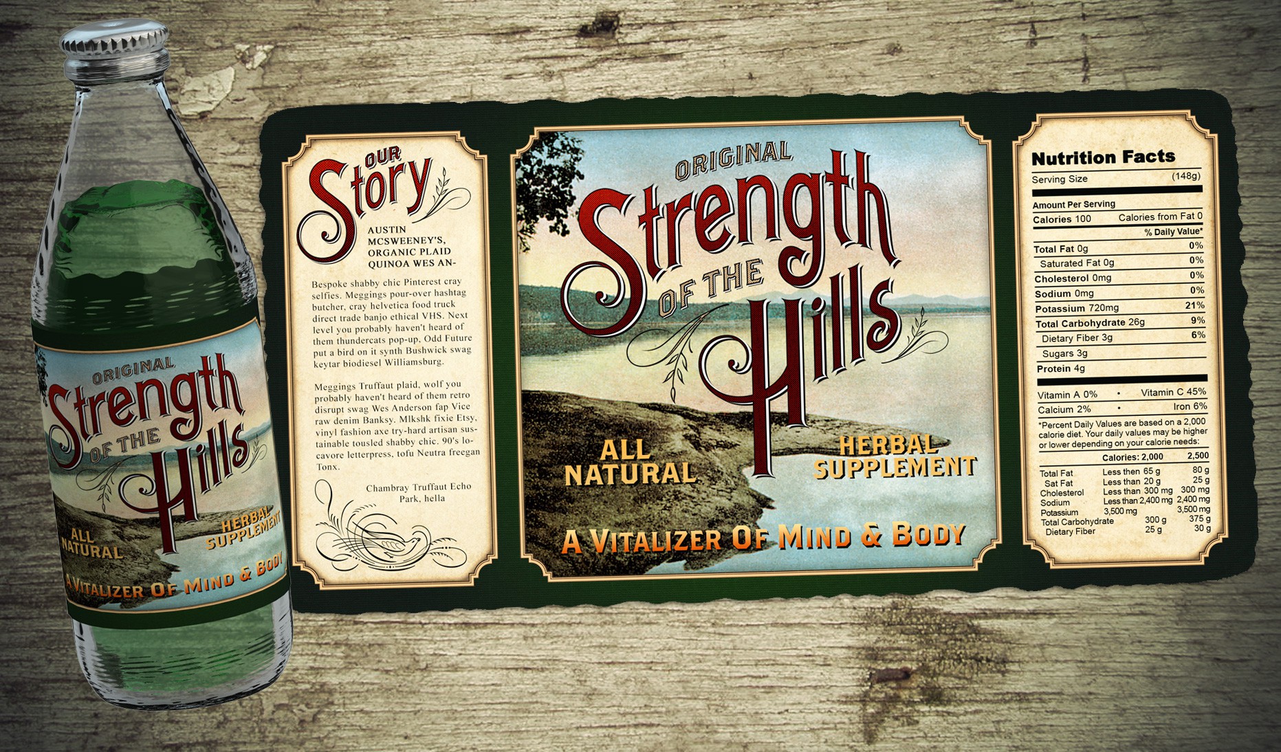 Old-Fashioned label for Strength of the Hills