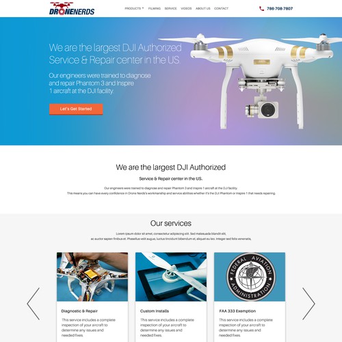  Eye catching landing page for Drone company repair services