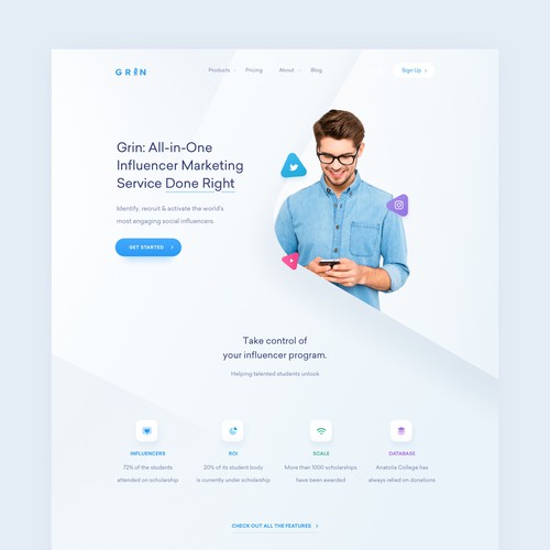 Grin Influencer Platform Web Design