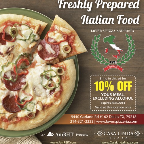Create an ad for Lover's Pizza & Pasta