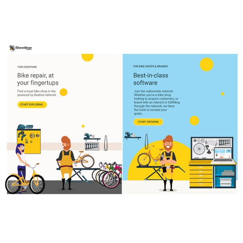  create a fun & friendly illustration for bike shop software company