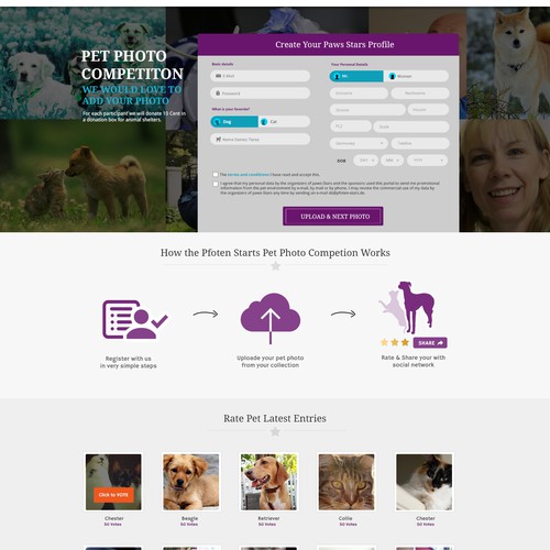 Foto Competition for Dogs & Cats - Create an appealing landingpage