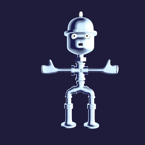 Plumbing mascot made of pipe & fittings