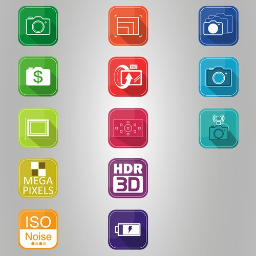 I Need 13 Photography-related Icons ("Flat" Design Only)