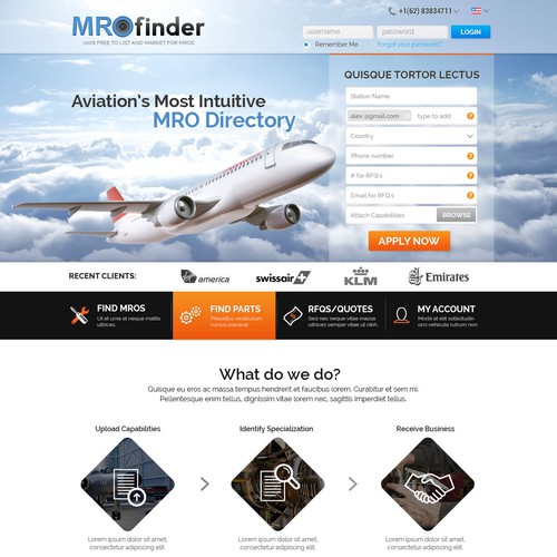 MRO Finder Landing Page