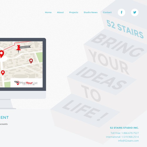 Website design for "52 Stairs Studio"