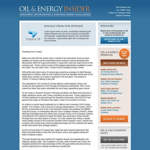 Energy News site e-mail newsletter contest - Read by 50,000 people daily