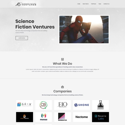 Web Design Concept For Science Fiction Ventures