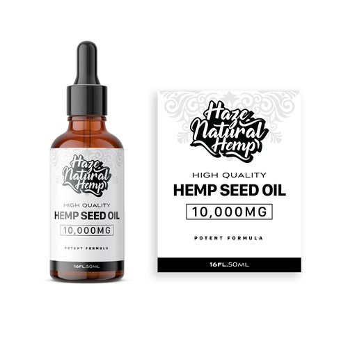High Quality Hemp Seed Oil bottle label design
