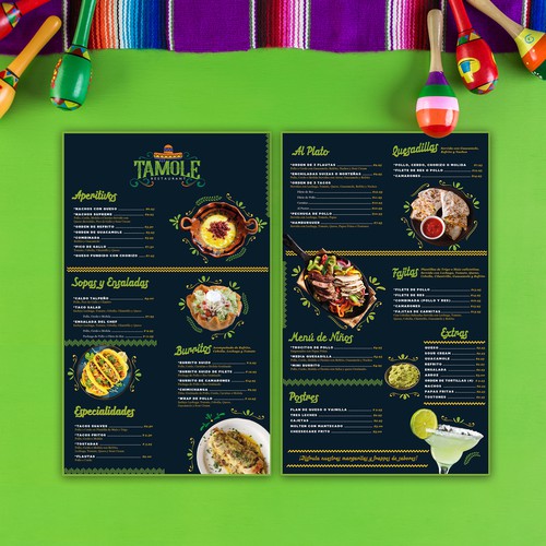 menu for Mexican  Restaurant