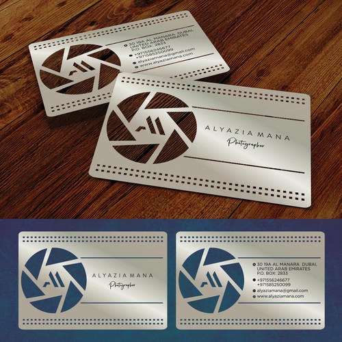 Metal business card design for artist