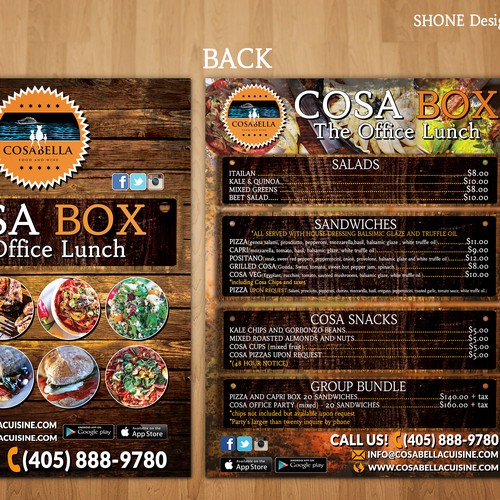 Menu Design for Cosa Box