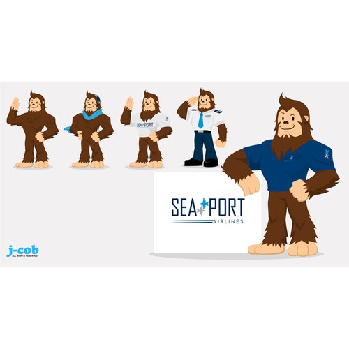 Sasquatch Illustration for SeaPort Airlines