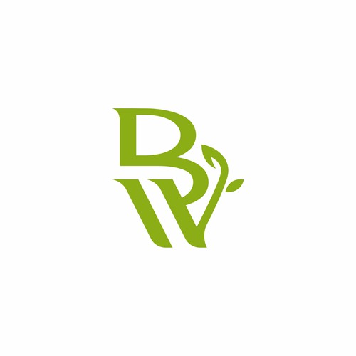 Green 'BW' Monogram with Leaf Accent