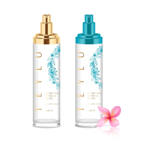 Minimal, feminine label for a Tanning Water Product