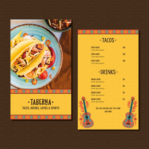 Flyer para el restaurante Taberna