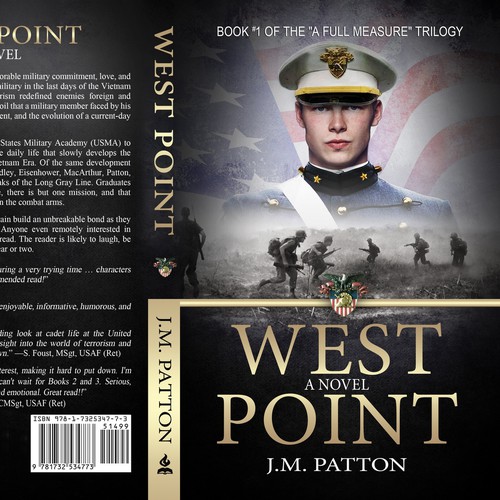 An inspiring, patriotic, and simple book cover for a military novel