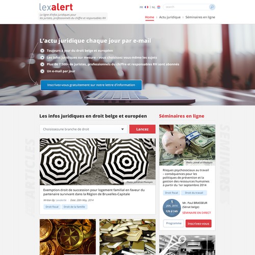 Design a website for the legal newswire Lexalert